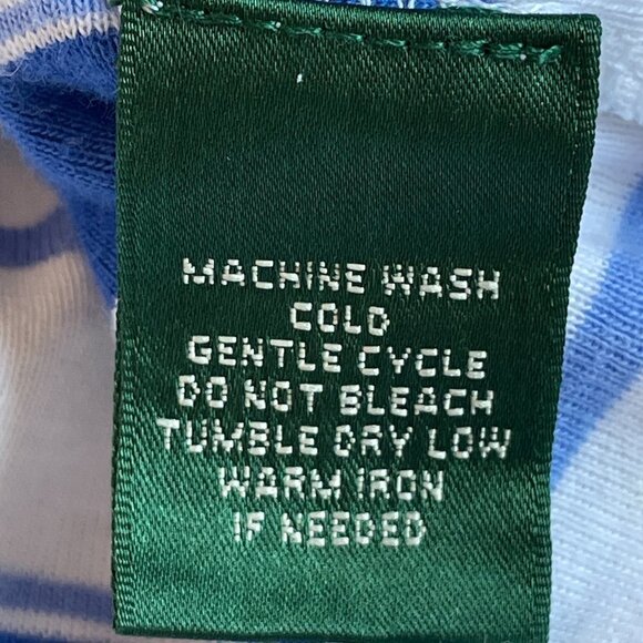 Lauren Ralph Lauren Sailor Tee has Boat Neck Gold Tone Buttons Blue White Stripe - Picture 10 of 10